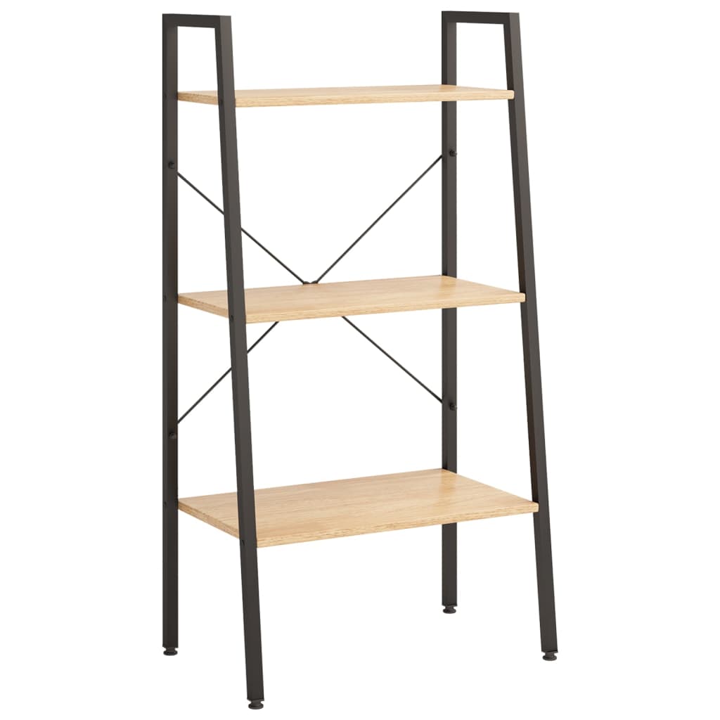 Bokhylle Brun Lysebrun Svart 3 etasjer 56x35x108 cm