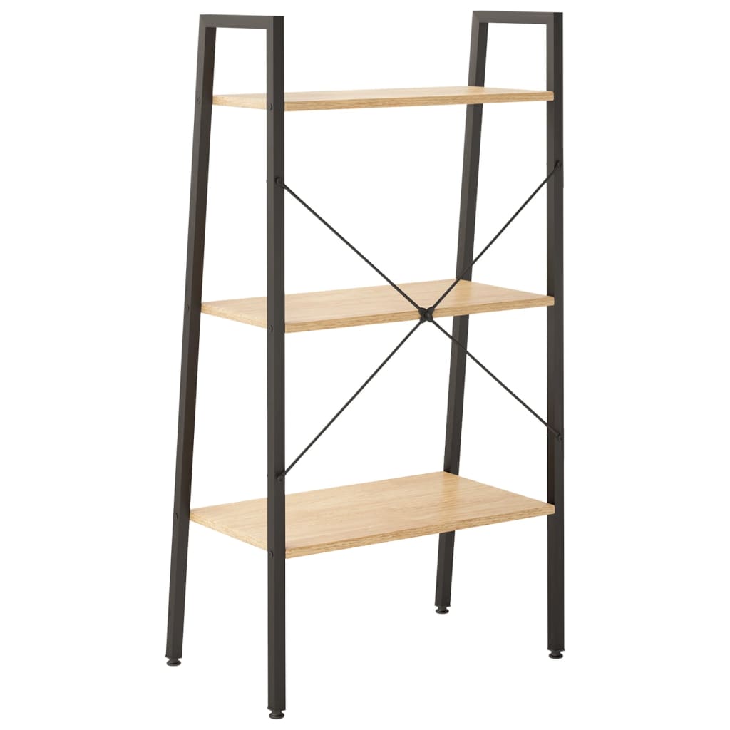 Bokhylle Brun Lysebrun Svart 3 etasjer 56x35x108 cm