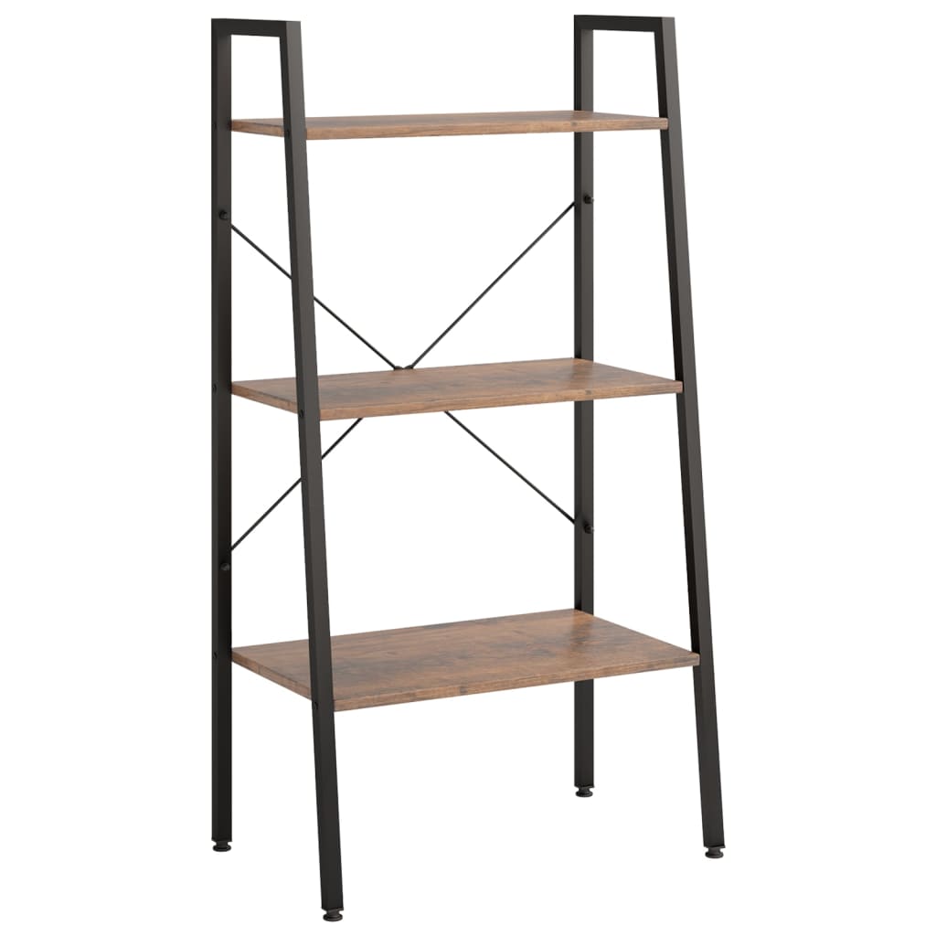 Bokhylle Brun Lysebrun Svart 3 etasjer 56x35x108 cm
