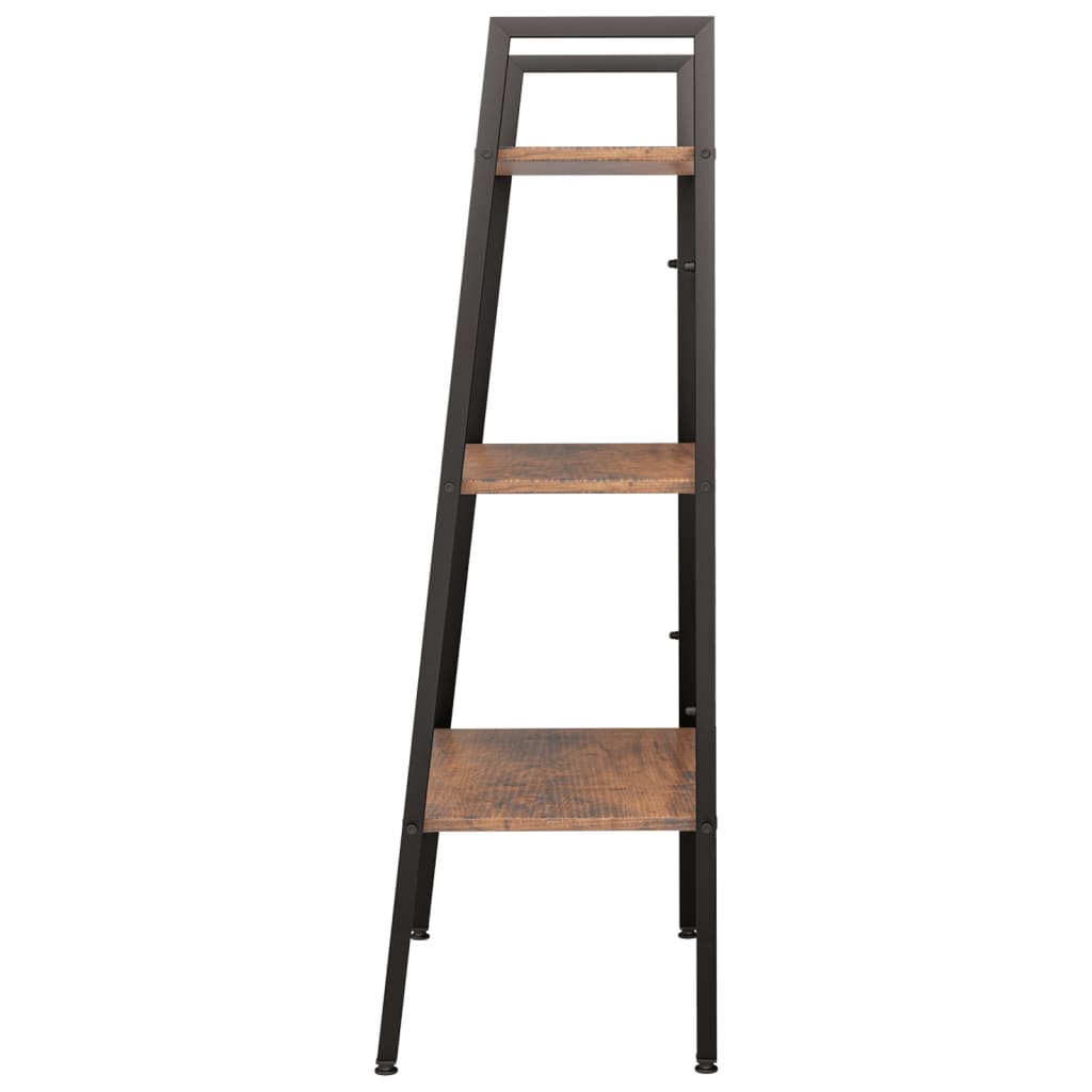Bokhylle Brun Lysebrun Svart 3 etasjer 56x35x108 cm