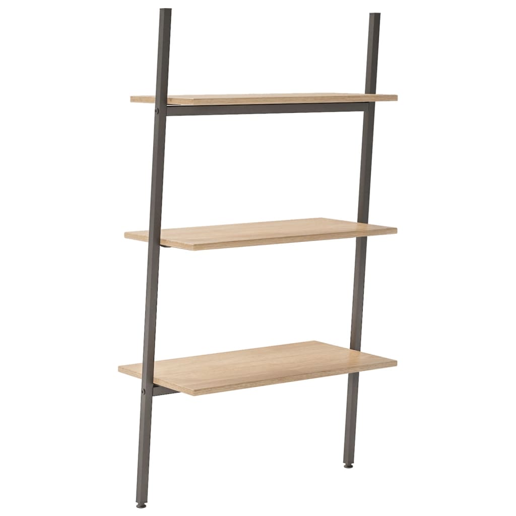Stigehylle 3 etasjer lysebrun og svart 64x34x116 cm