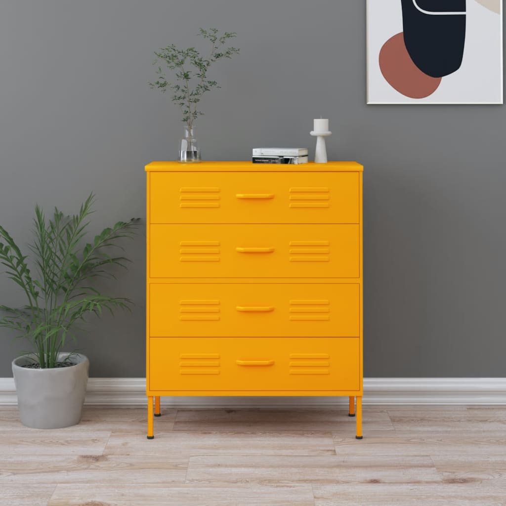 Kommode DIV. sennepsgul 80x35x101,5 cm stål