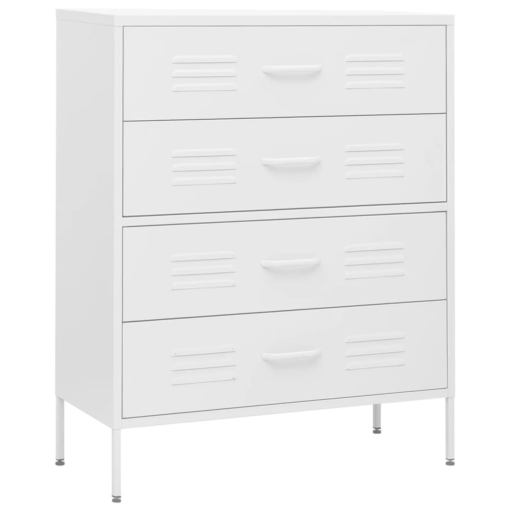 Kommode Hvit 80x35x101,5 cm stål