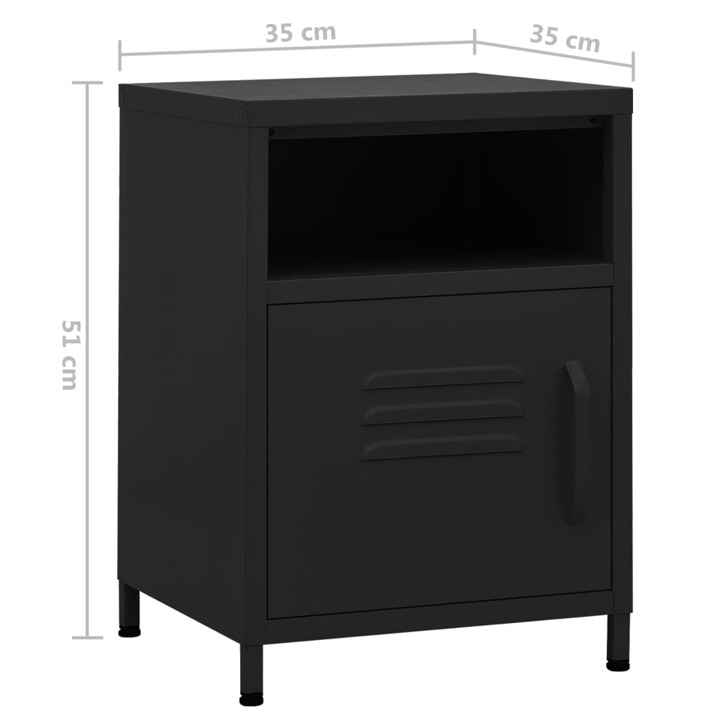 Nattbord Sengbord Svart 35x35x51 cm stål