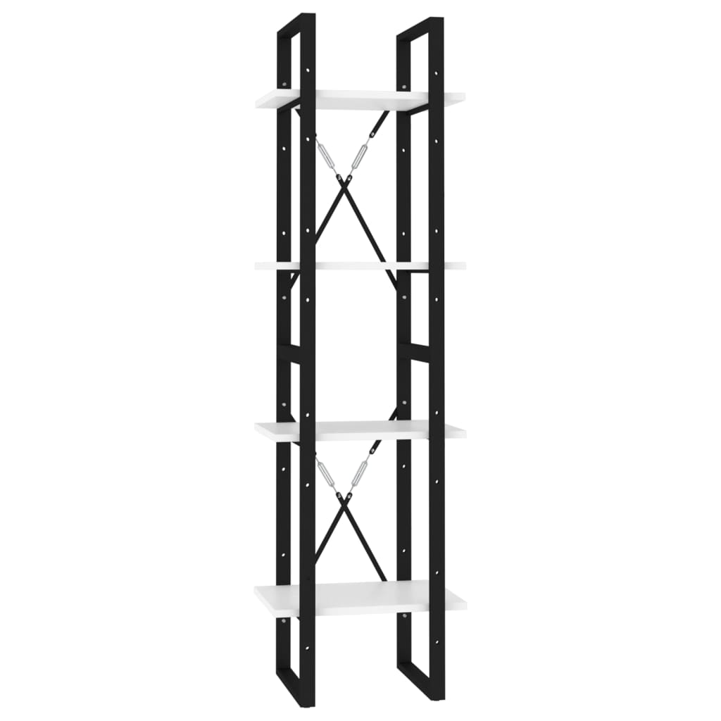 Bokhylle Hvit 4 nivåer 40x30x140 cm