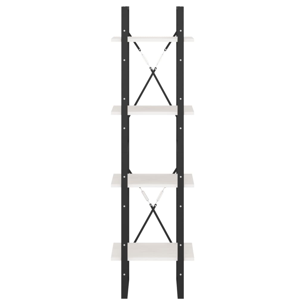 Bokhylle Svart Hvit 4 nivåer 40x30x140 cm heltre furu