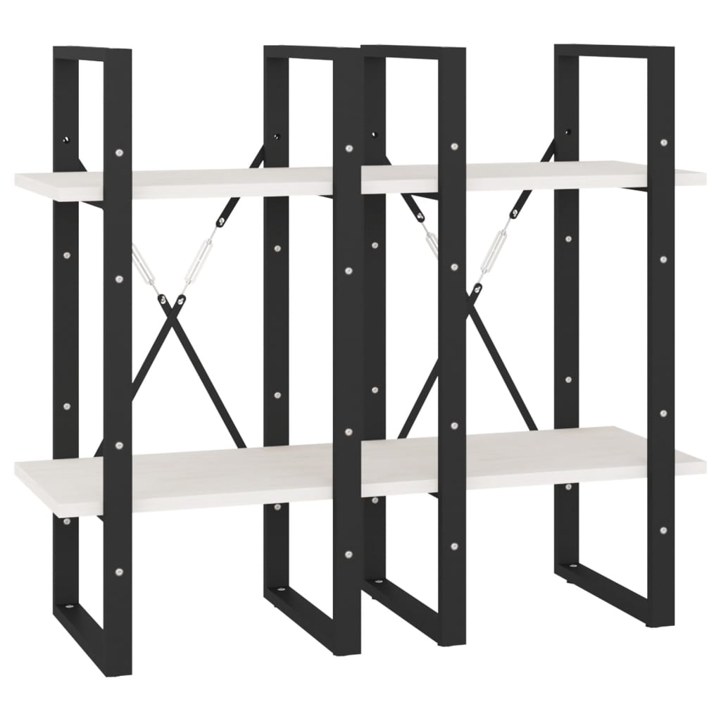 Bokhylle Svart Hvit 4 nivåer 40x30x140 cm heltre furu