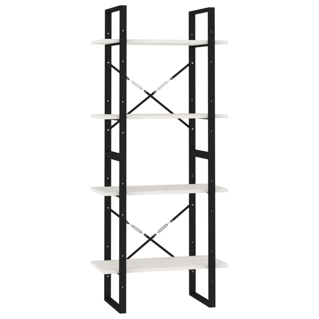 Bokhylle Hvit 4 nivåer 60x30x140 cm heltre furu