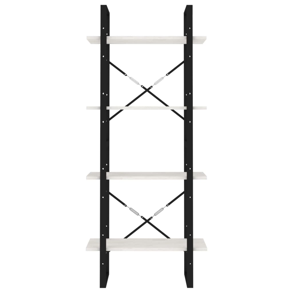 Bokhylle Hvit 4 nivåer 60x30x140 cm heltre furu