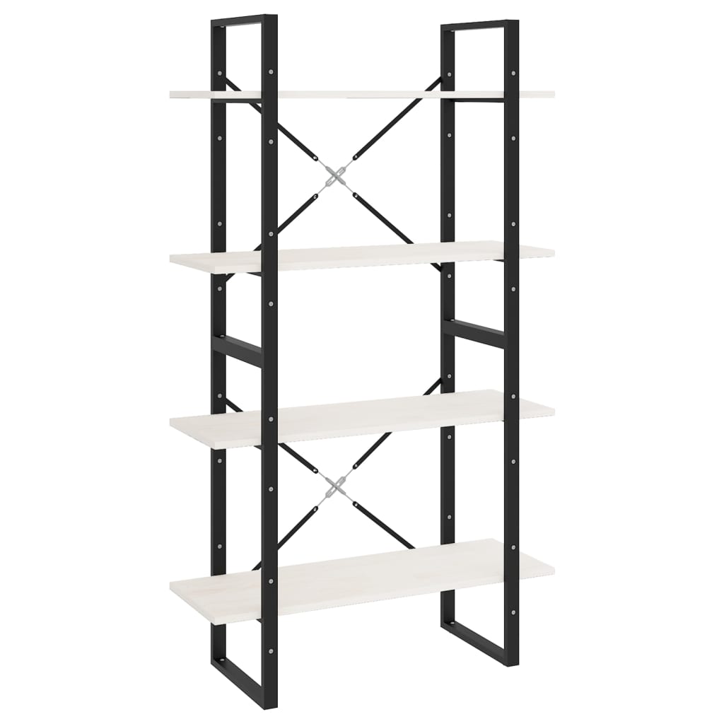 Bokhylle Svart Hvit 4 nivåer 80x30x140 cm heltre furu