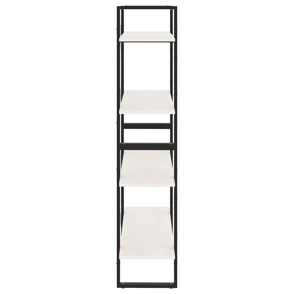 Bokhylle Svart Hvit 4 nivåer 80x30x140 cm heltre furu