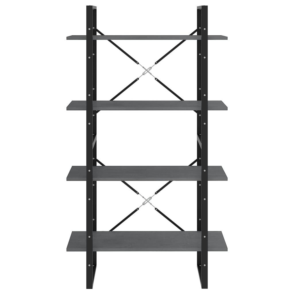 Bokhylle Grå 4 nivåer 80x30x140 cm heltre furu