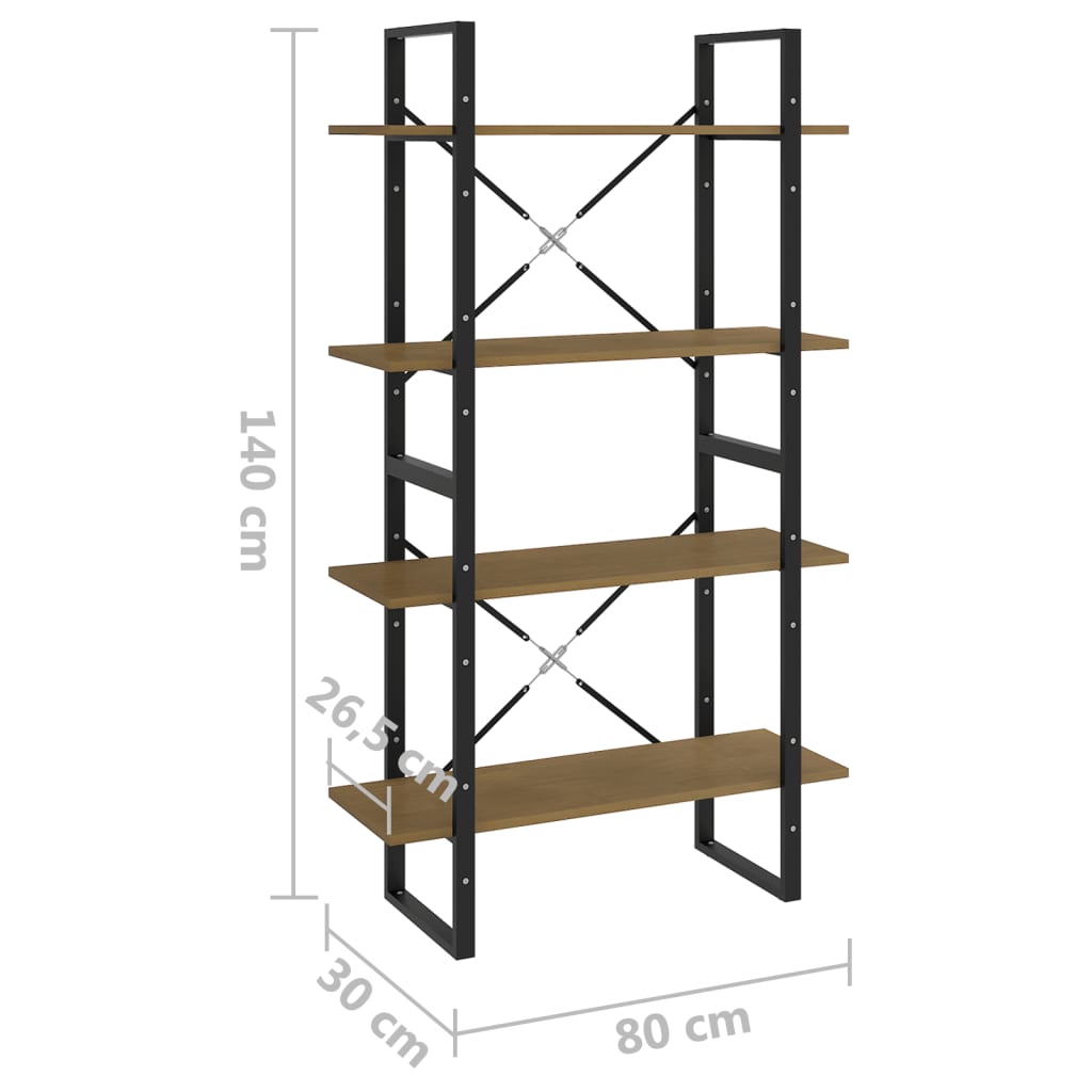 Bokhylle Tre 4 nivåer 80x30x140 cm heltre furu