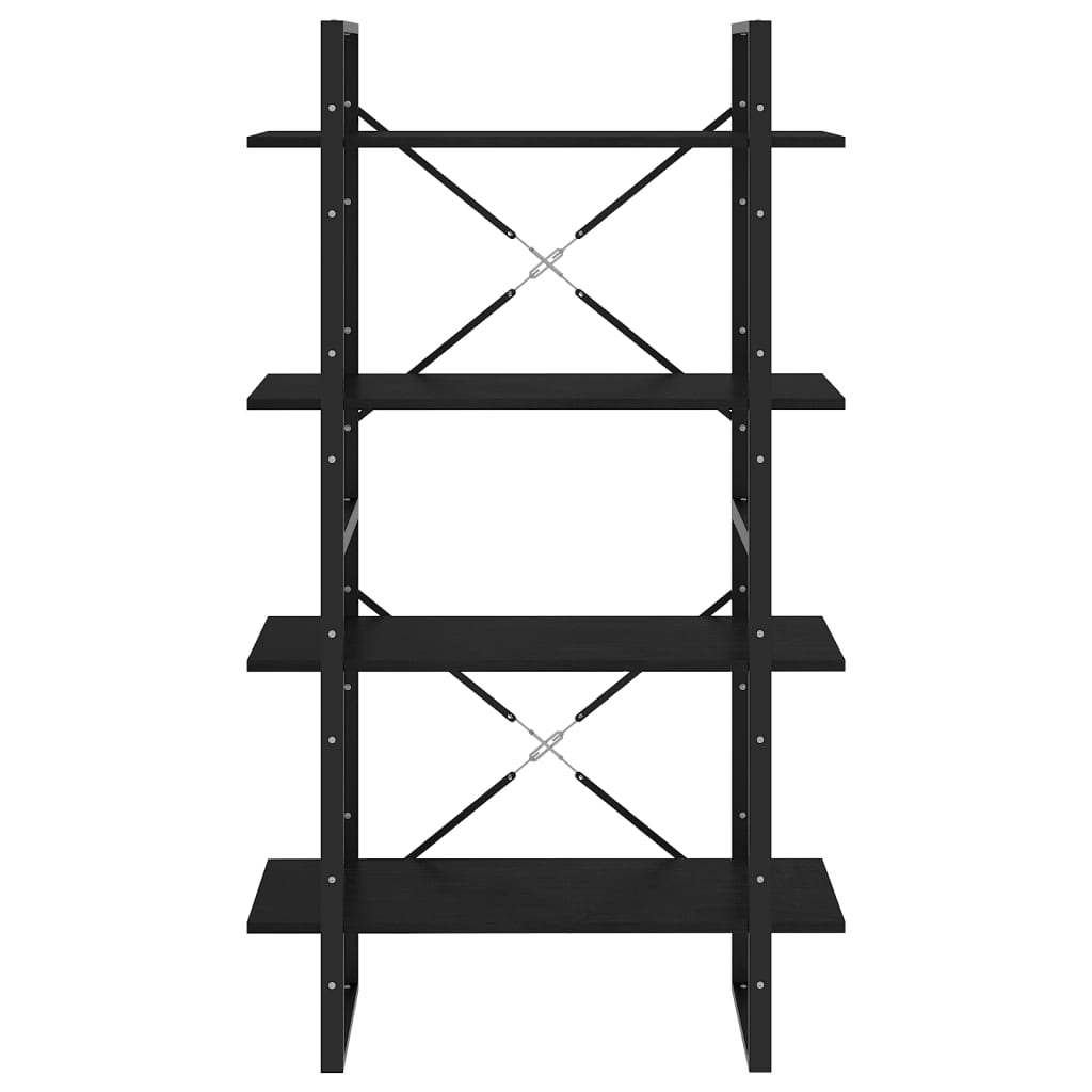 Bokhylle Svart 4 nivåer 80x30x140 cm heltre furu