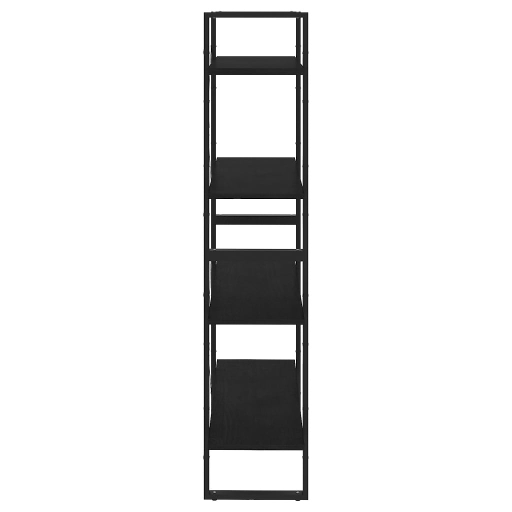 Bokhylle Svart 4 nivåer 80x30x140 cm heltre furu