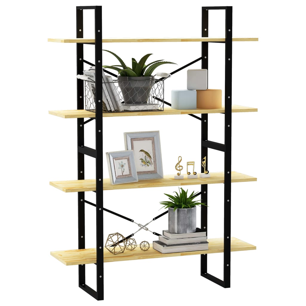 Bokhylle Tre 4 nivåer 100x30x140 cm heltre furu