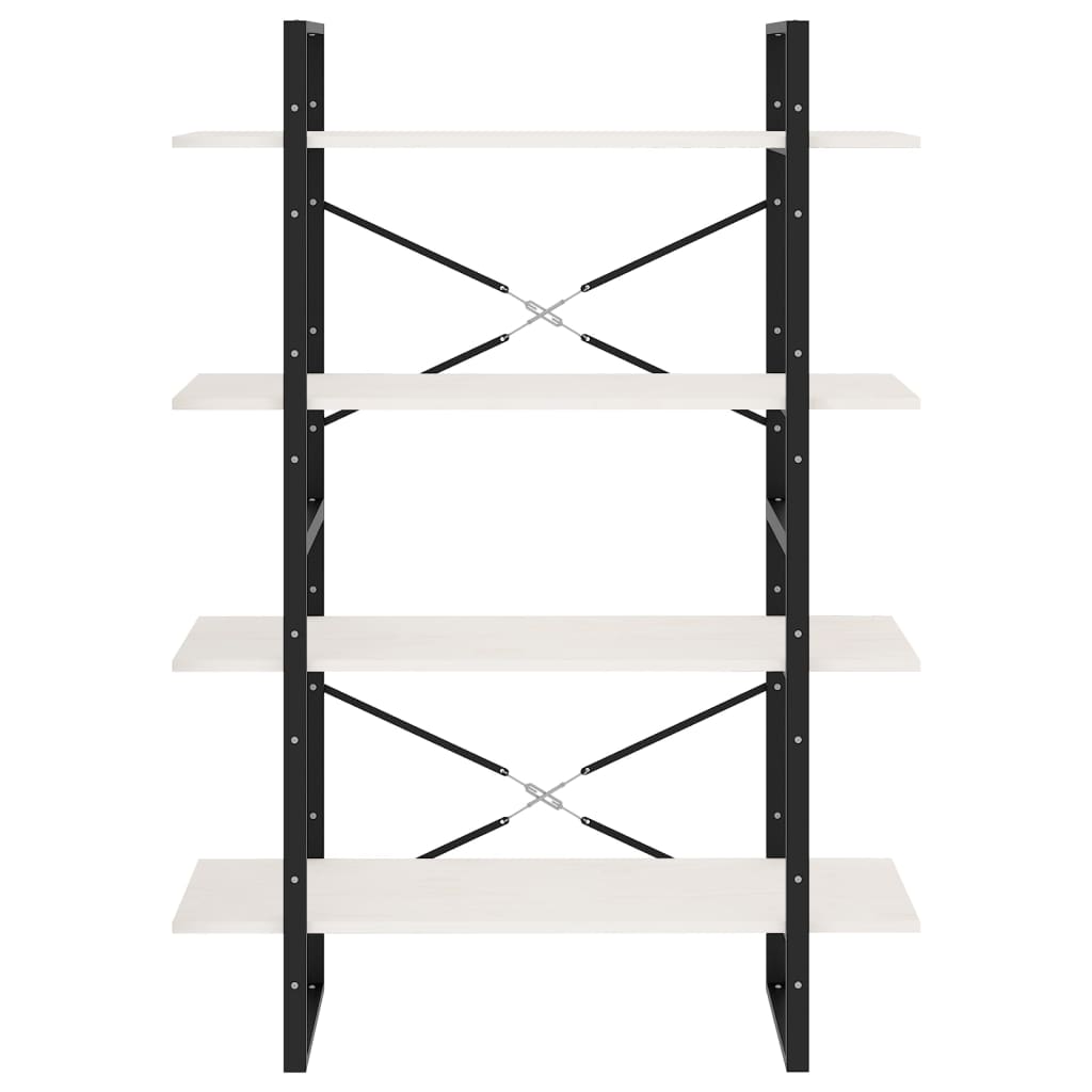 Bokhylle Svart Hvit 4 nivåer 100x30x140 cm heltre furu
