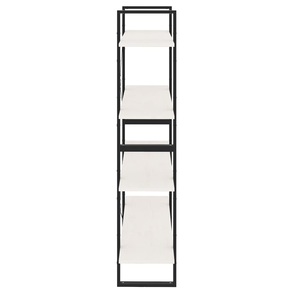 Bokhylle Svart Hvit 4 nivåer 100x30x140 cm heltre furu
