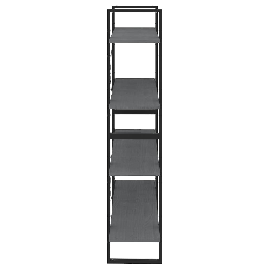 Bokhylle Grå 4 nivåer 100x30x140 cm heltre furu