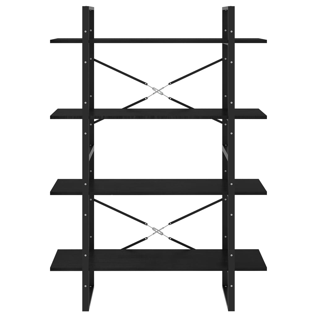 Bokhylle Svart 4 nivåer 100x30x140 cm heltre furu