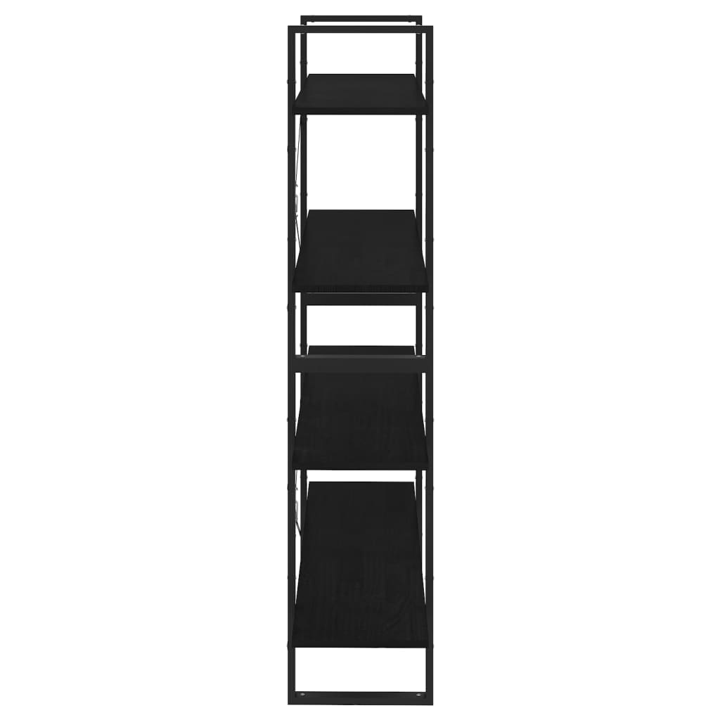 Bokhylle Svart 4 nivåer 100x30x140 cm heltre furu