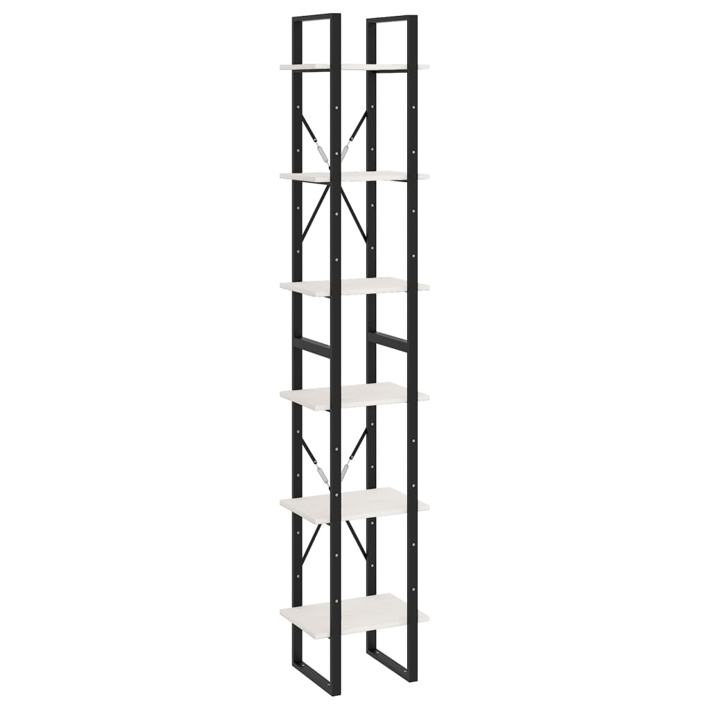 Bokhylle Svart Hvit 40x30x210 cm heltre furu