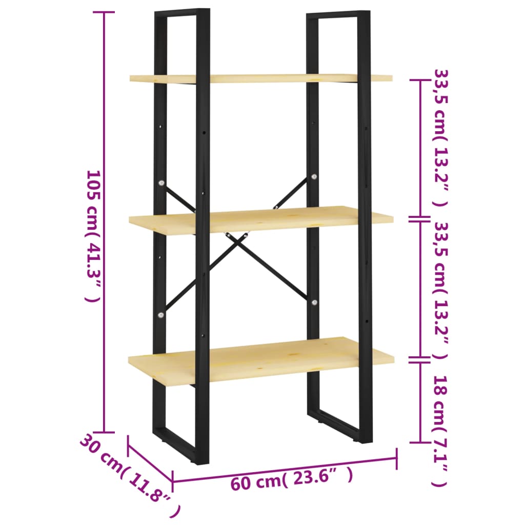 Oppbevaringshylle 60x30x105 cm heltre furu