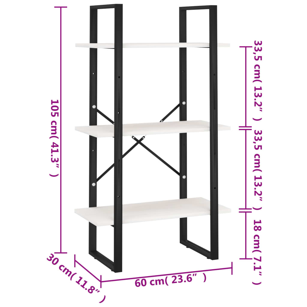 Oppbevaringshylle 60x30x105 cm heltre furu hvit