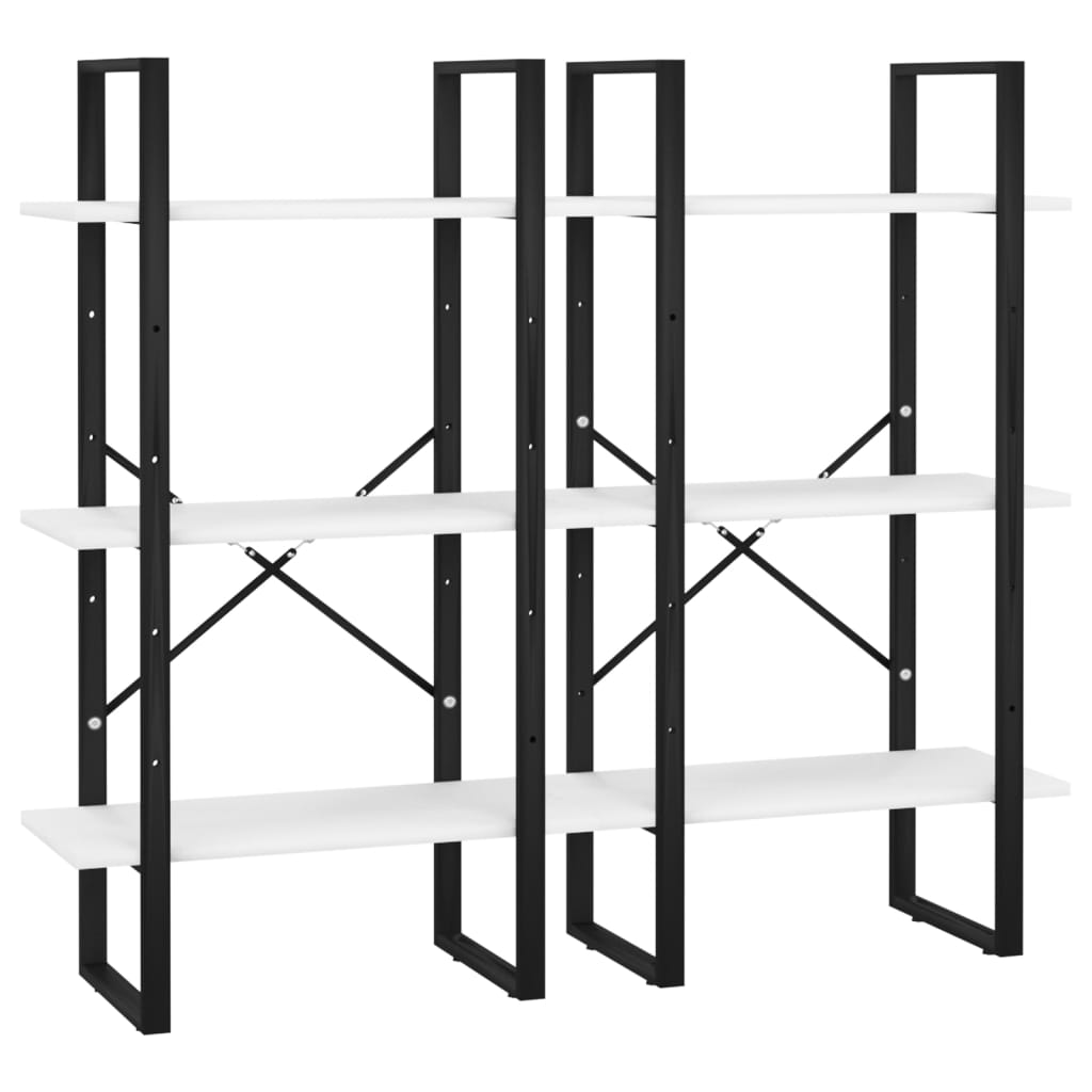 Bokhylle Svart Hvit 60x30x210 cm
