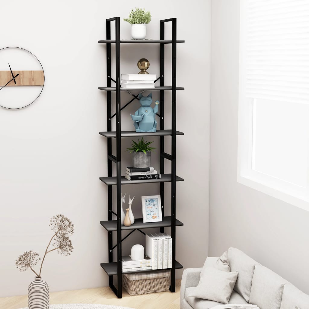 Oppbevaringshylle grå 60x30x210 cm konstruert tre