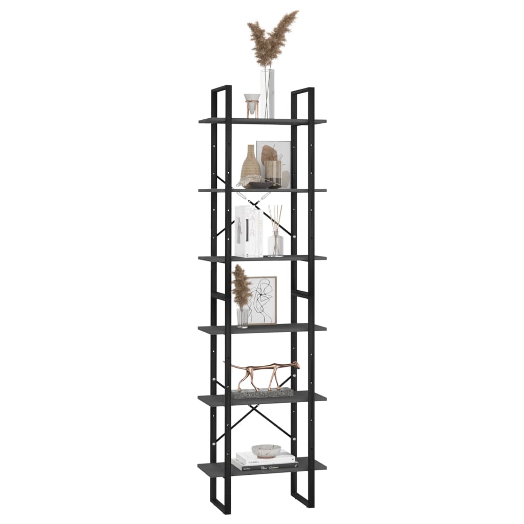 Oppbevaringshylle grå 60x30x210 cm konstruert tre