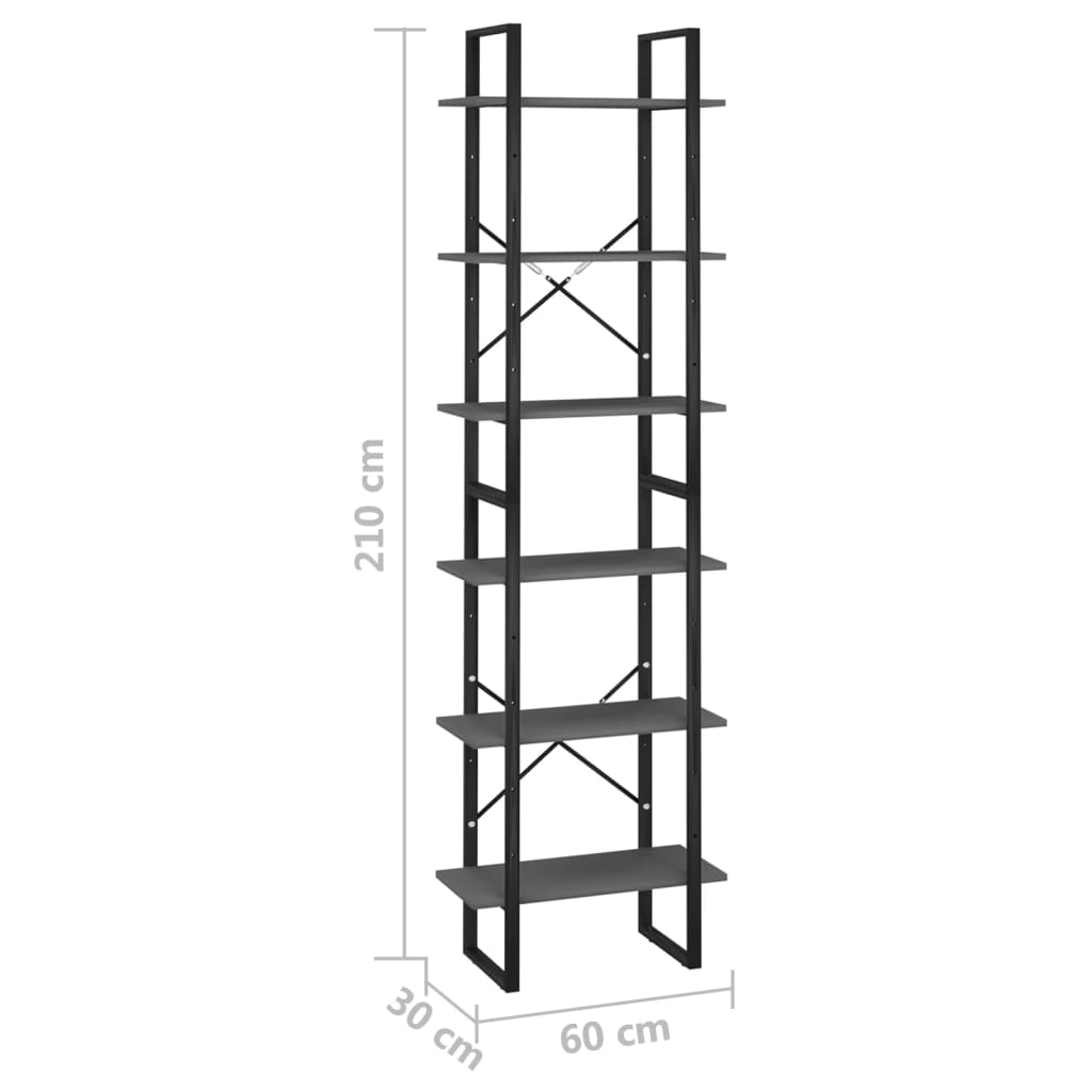 Oppbevaringshylle grå 60x30x210 cm konstruert tre