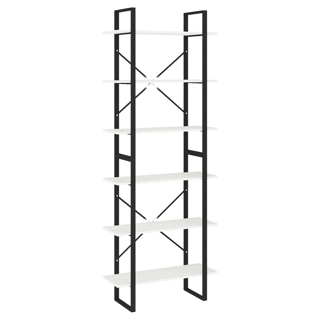 Bokhylle Svart Hvit 80x30x210 cm heltre furu