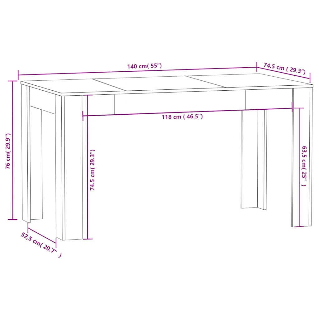 Spisebord svart 140x74,5x76 cm sponplate