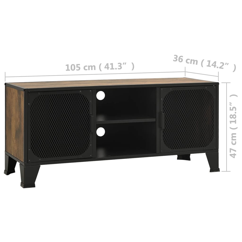 TV-Møbel Brun TV-benk rustikk 105x36x47cm metall og