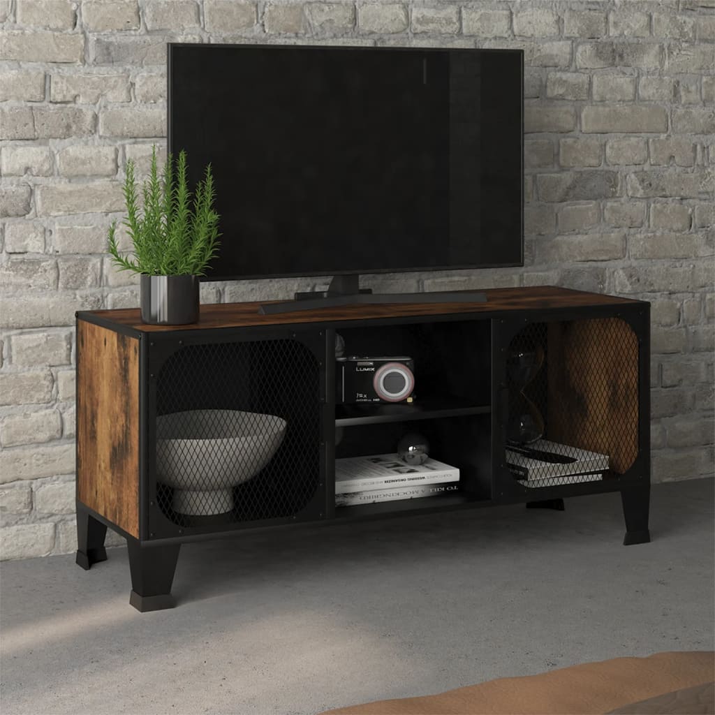 TV-Møbel Brun TV-benk rustikk 105x36x47cm metall og