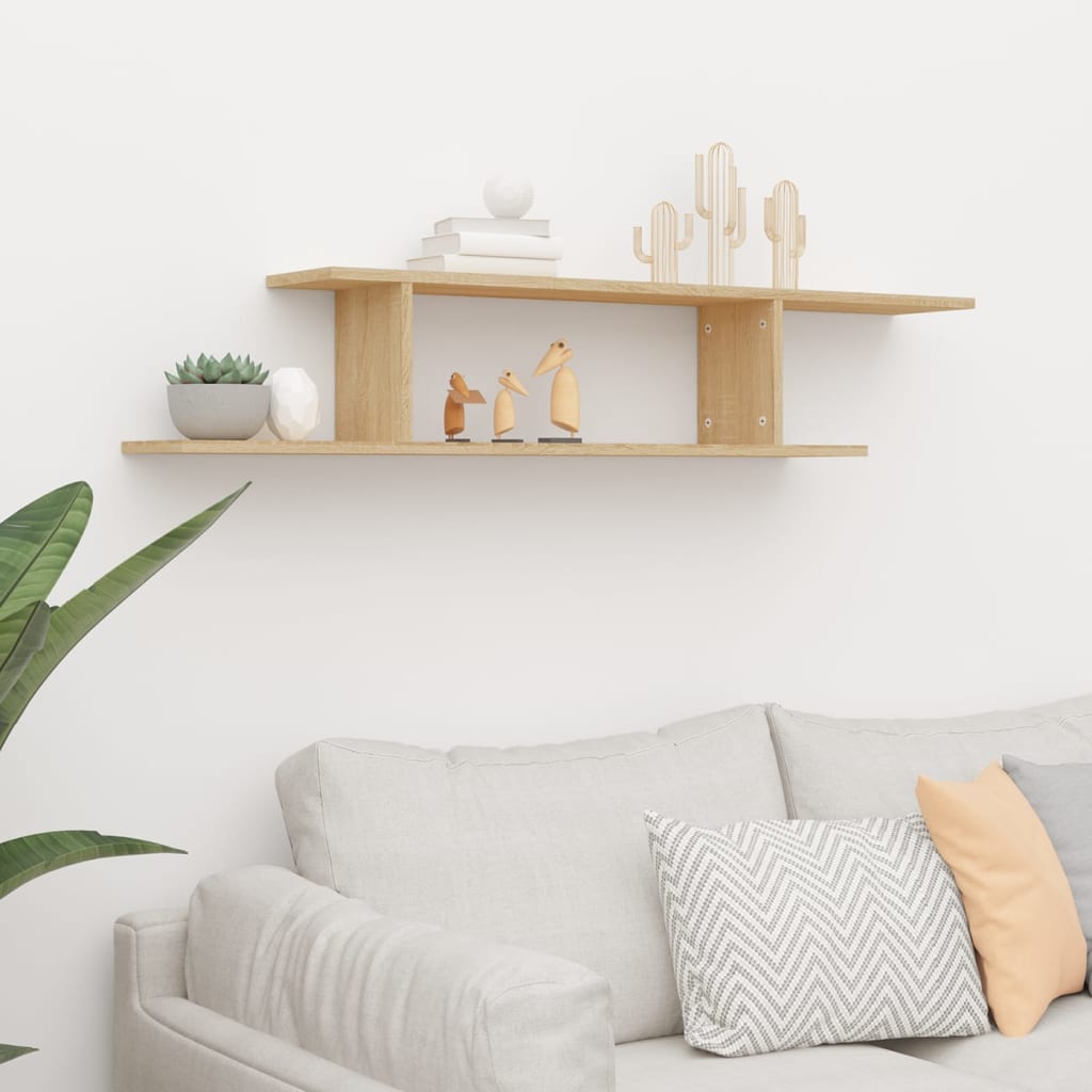 Veggmontert TV-hylle sonoma eik 125x18x23 cm konstruert tre