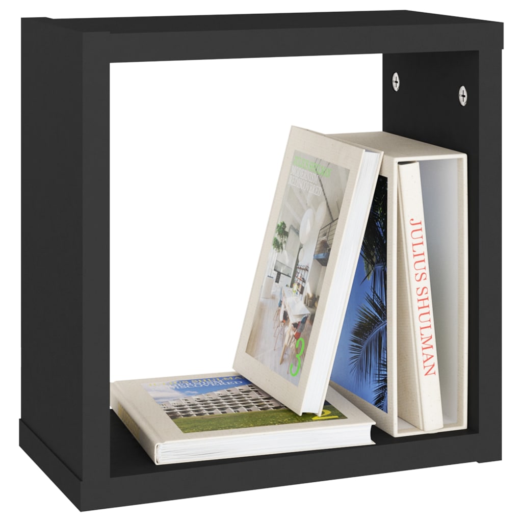 Vegghylle Svart kubeformet 6 stk 30x15x30 cm