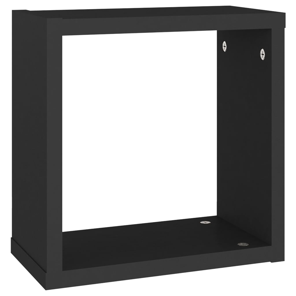 Vegghylle Svart kubeformet 6 stk 30x15x30 cm