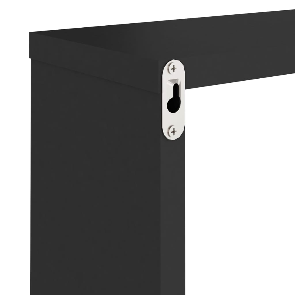 Vegghylle Svart kubeformet 6 stk 30x15x30 cm