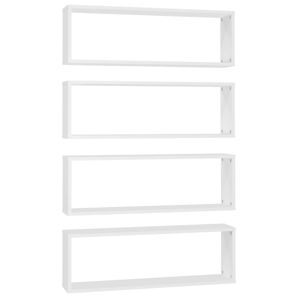 Vegghylle Hvit kubeformet 4 stk 80x15x26,5 cm