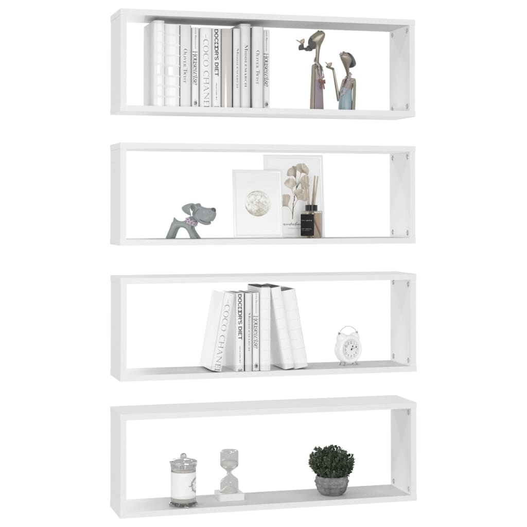 Vegghylle Hvit kubeformet 4 stk 80x15x26,5 cm