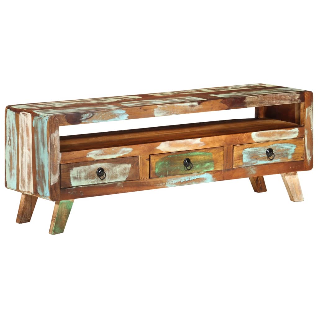TV-Møbel Tre TV-benk gjenvunnet heltre 110x30x40 cm flerfarget