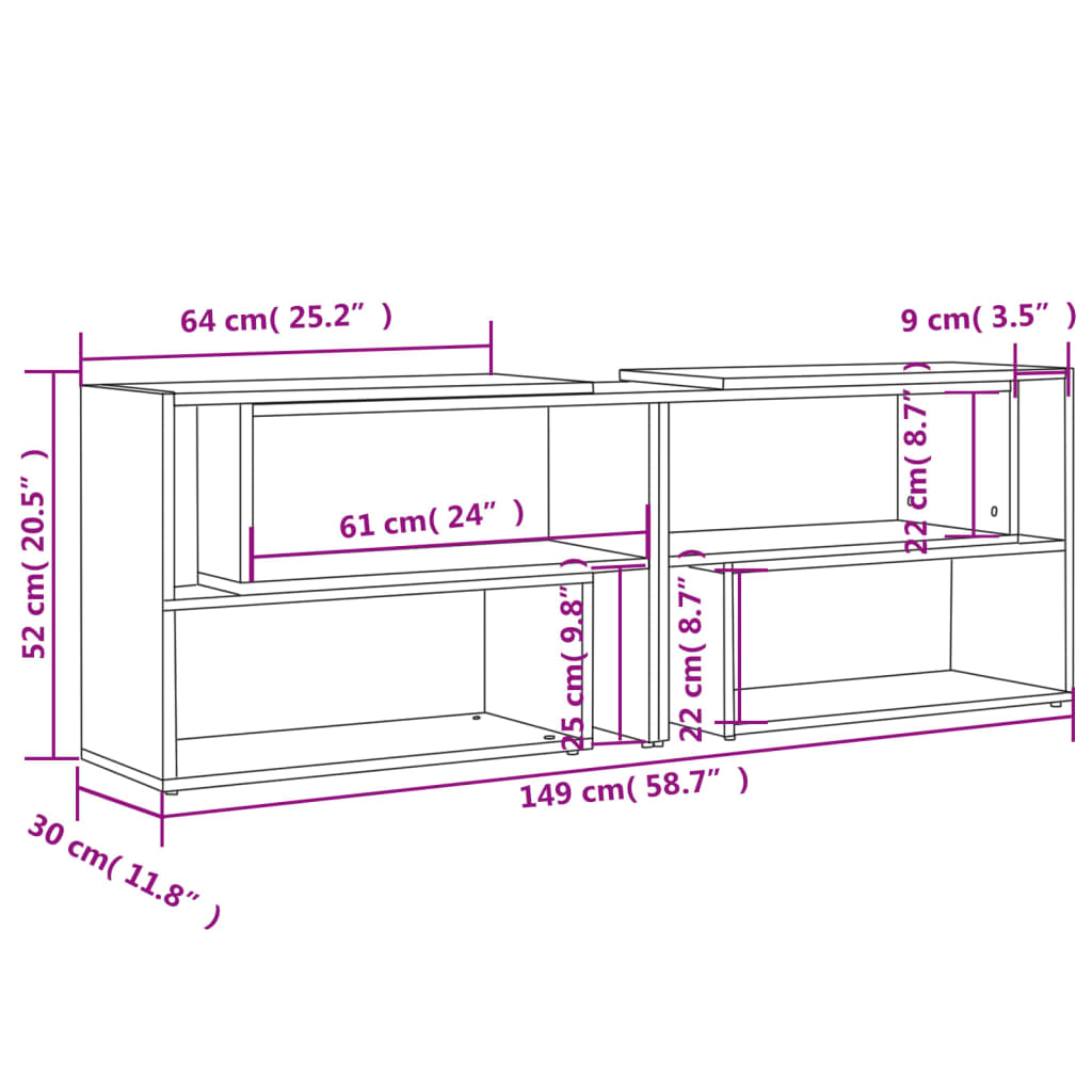 TV-Møbel Høyglans Svart Tv-benk 149x30x52 cm