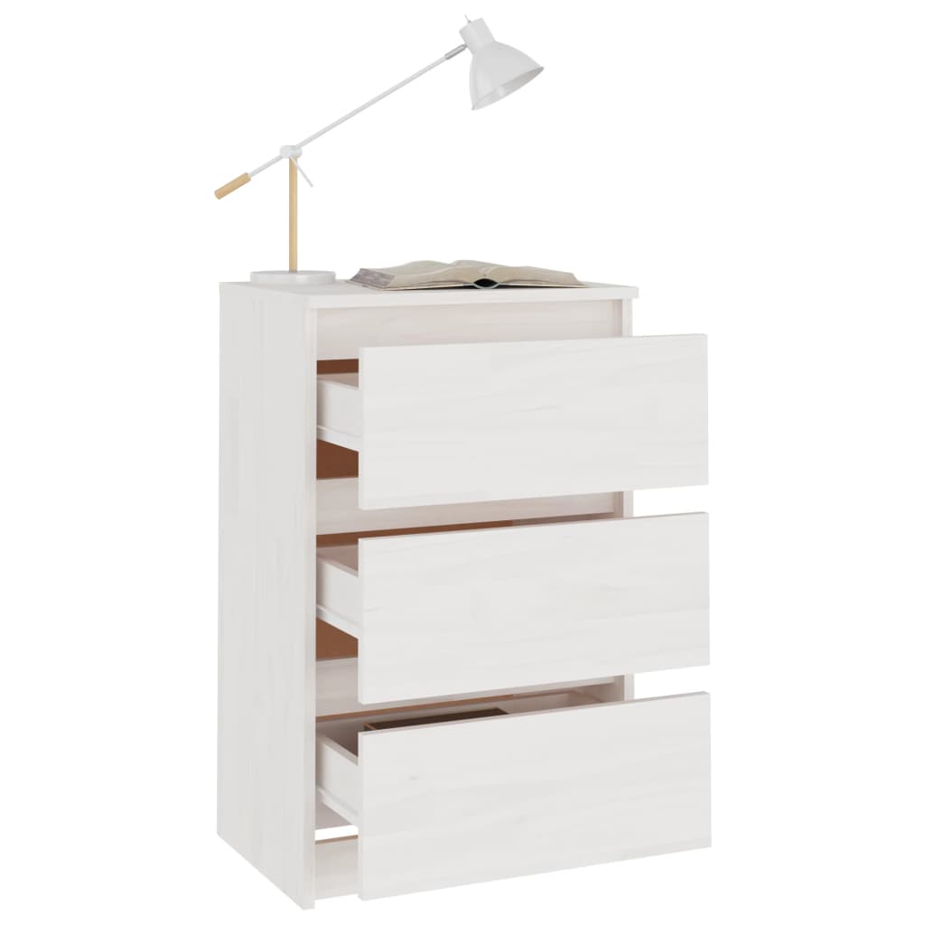 Nattbord Sengbord Hvit 40x29,5x64 cm heltre furu