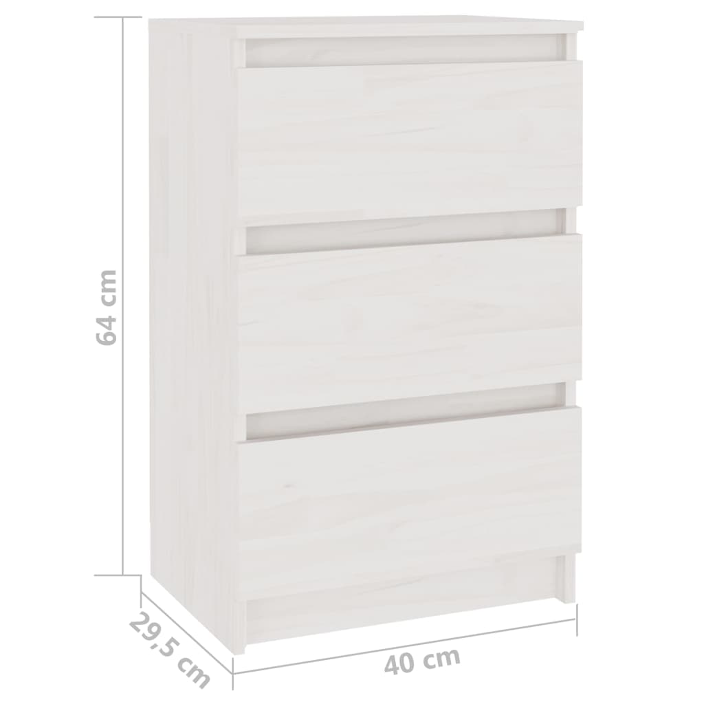 Nattbord Sengbord Hvit 40x29,5x64 cm heltre furu
