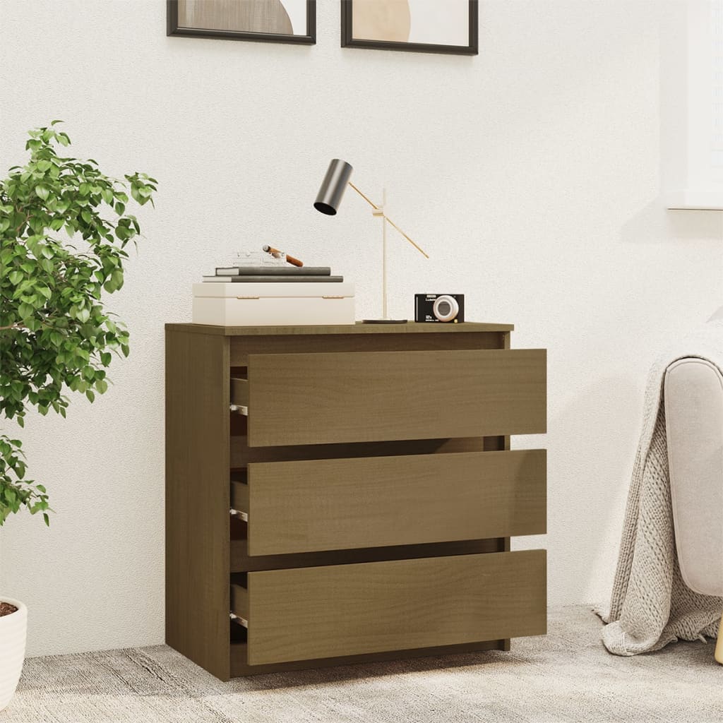 Nattbord Sengbord Honningbrun 60x36x64 cm heltre furu