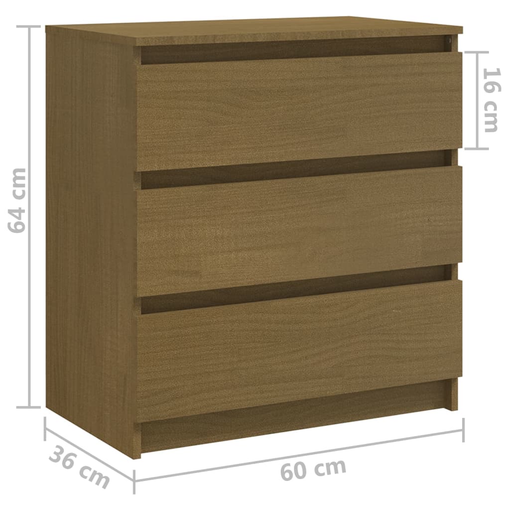 Nattbord Sengbord Honningbrun 60x36x64 cm heltre furu