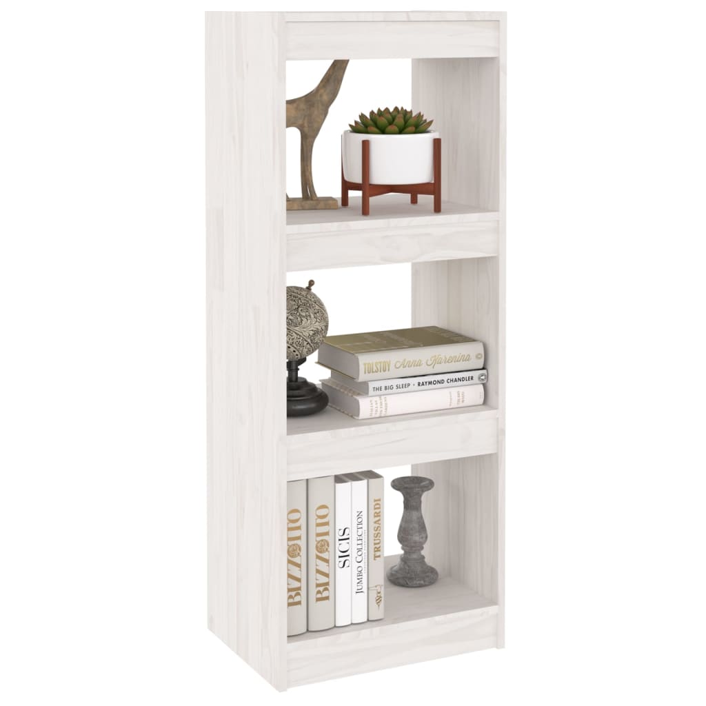 Bokhylle Hvit Romdeler 40x30x103,5 cm heltre furu