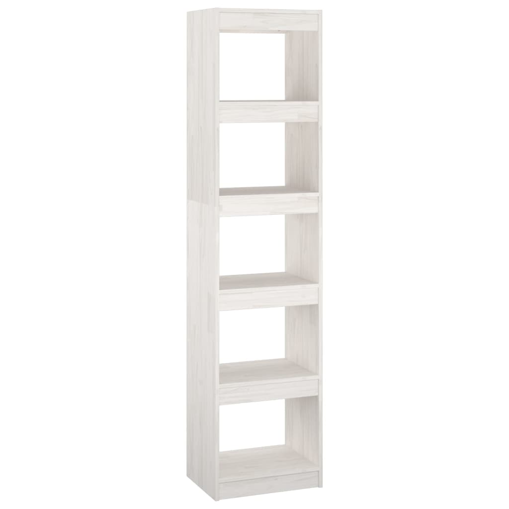 Bokhylle Hvit Romdeler 40x30x167,5 cm heltre furu